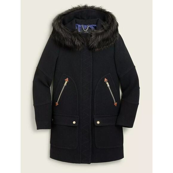 J. Crew Chateau Parka in Italian Stadium-Cloth Black 2 - Picture 1 of 12